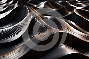 Smooth flowing liquid metal waves texture, abstract background wallpaper