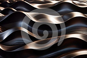 Smooth flowing liquid metal waves texture, abstract background wallpaper
