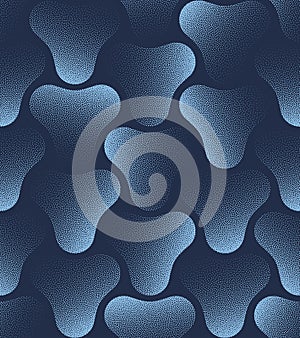 Smooth Fluid Shapes Vector Seamless Pattern Trendy Blue Abstract Background