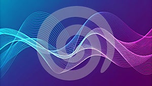 Wavy lines, dynamic gradients show abstract sound technology visuals.