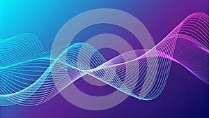 Wavy lines, dynamic gradients show abstract sound technology visuals.