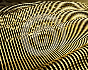 Smooth gold string surface waves background.