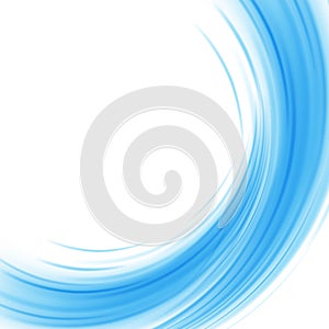 Smooth light blue waves lines abstract background.