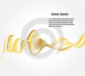 Smooth light gold waves line. Beautiful Gold Satin. Drapery Background.
