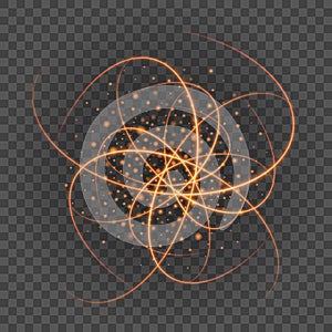 Smooth light orange lines on transparency background vector illustration.