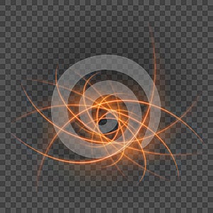 Smooth light orange lines on transparency background vector illustration.