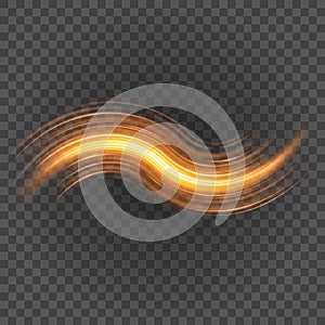 Smooth light orange lines on transparency background vector illustration.