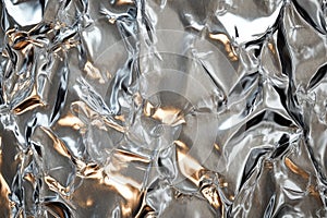 Smooth metallic waves reflect light in silver tones. Neural network AI generated