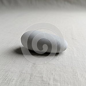 A smooth, oval gray pebble rests