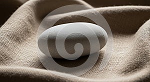 A smooth, oval-shaped grey stone rests