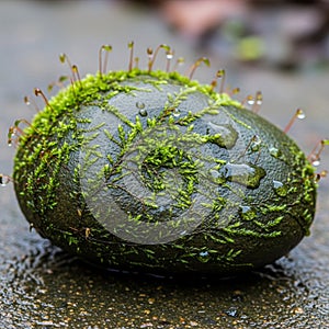 A smooth, oval-shaped stone covered with