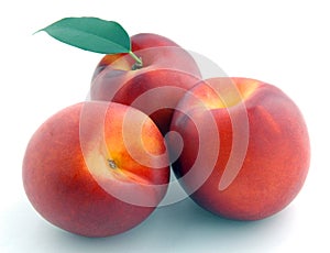 Smooth peach with leaves