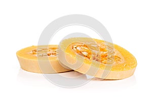 Smooth pear shaped orange butternut squash waltham isolated on white