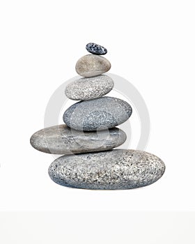 Smooth Pebble Stone Cairn On White