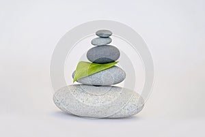 Smooth Pebble Stone Cairn On White