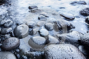 Smooth pebble stones beach