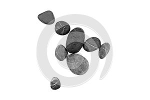 Smooth pebble stones isolated on white