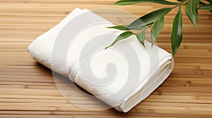 Smooth And Polished White Towel Near Bamboo Plant photo