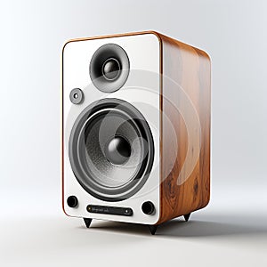 Smooth And Polished Wooden Speaker On White Background