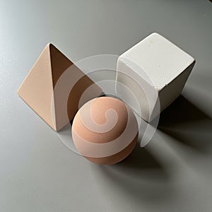 Smooth, the pyramid angular with a matte texture, and the cube