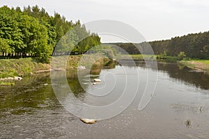 Smooth river Ros, Ukraine.