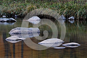 Smooth rocks in river