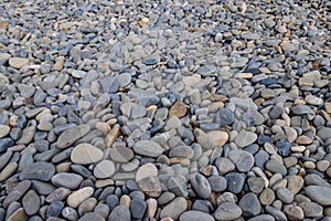 Smooth round pebbles texture background. Pebble sea beach