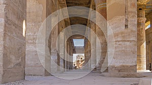 Smooth rows of columns in the Karnak temple of Luxor.