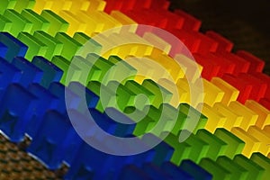 Multicolored rectangular LEDs on circuit board