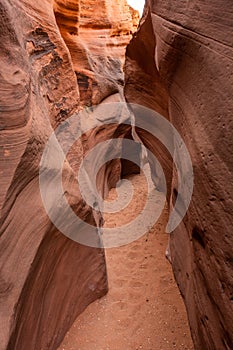 Smooth Sandstone Walls Of A Shallow Slot Canyon