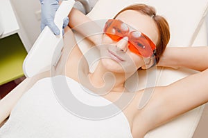 Smooth skin woman under arms. Laser hair removal