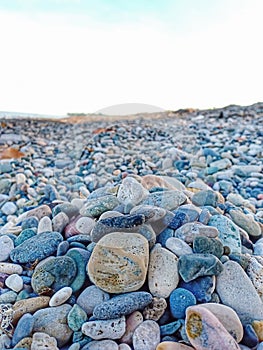 smooth stones on the beach photo