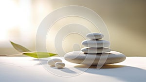 Smooth stones stacked in balance, tranquility and meditation. Zen background