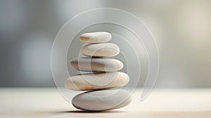 Smooth stones stacked in balance, tranquility and meditation. Zen background