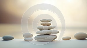 Smooth stones stacked in balance, tranquility and meditation. Zen background