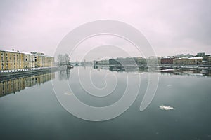 Smooth surface of Neva river