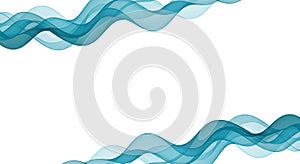 Smooth teal waves flowing on a white background