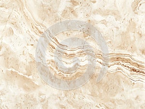 Smooth transition of color and pattern shape on cream travertine texture. Luxurious artwork of nature formed on surface