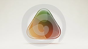 A smooth triangular shape with rounded edges floats against a light background