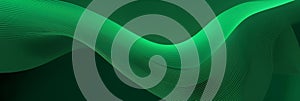 Smooth wave, big data techno background with glowing lines, hi-tech concept, abstract green color banner