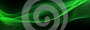 Smooth wave, big data techno background with glowing lines, hi-tech concept, abstract green color banner