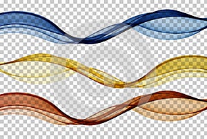 Smooth wave flow. Color wave. Set of abstract vector design elements.