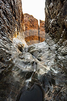 Smooth Wet Rocks Lead Up to Pouroff