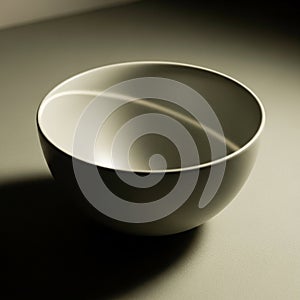 A smooth, white ceramic bowl rests