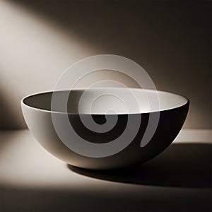 A smooth, white ceramic bowl is