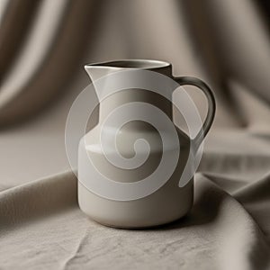 Smooth white ceramic pitcher with a
