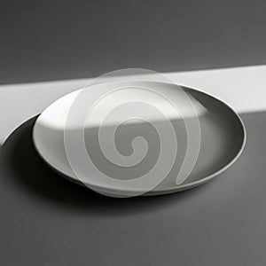 A smooth white ceramic plate sits