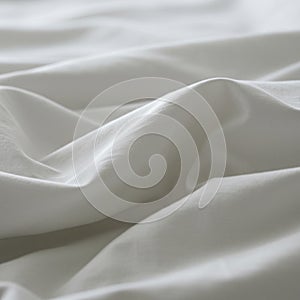 Smooth, white fabric is draped in soft folds. The material appears to