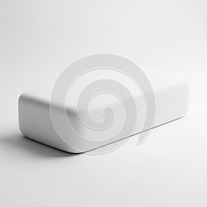 Smooth White Rectangular Object with Rounded Corners on a Light Gray Gradient Background