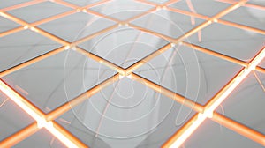 Smooth white surface with glowing orange grid lines: Clean and techy, great for high-tech displays photo